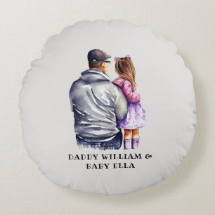Coussins Ronds Papa et fille personnalisés (6)