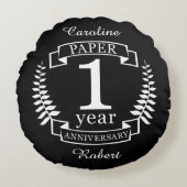 Coussins Ronds Papier 1er anniversaire mariage 1 an (Devant)