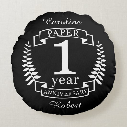 Coussins Ronds Papier 1er anniversaire mariage 1 an (Devant)