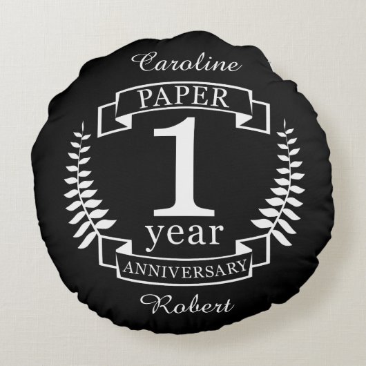Coussins Ronds Papier 1er anniversaire mariage 1 an (Dos)