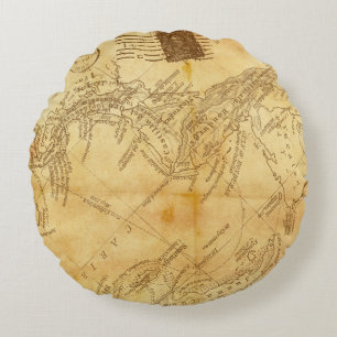 Coussins Ronds Papier arrière - plan de carte vintage