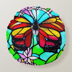 Coussins Ronds Papier de verre papillon d'art