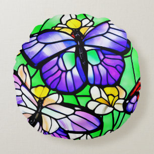 Coussins Ronds Papier de verre papillon d'art
