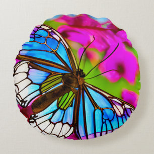 Coussins Ronds Papier de verre papillon d'art