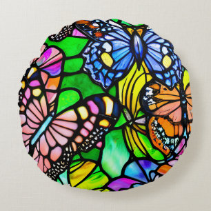 Coussins Ronds Papier de verre papillon d'art