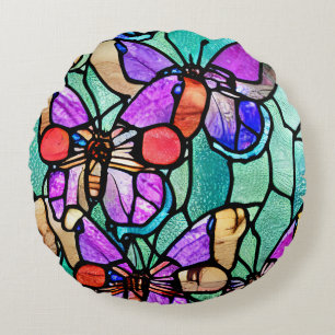 Coussins Ronds Papier de verre papillon en verre coloré