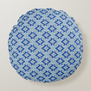 Coussins Ronds Papier peint Art Déco Motif, gris / gris et bleu
