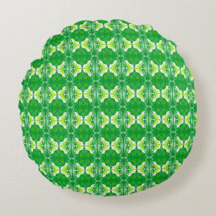 Coussins Ronds Papier peint Art Déco motif - vert et blanc