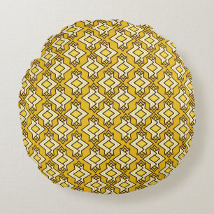 Coussins Ronds Papier peint Art Déco, or moutarde