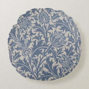Coussins Ronds Papier peint chardon bleu ardoise de William Morri