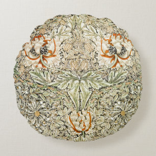 Coussins Ronds Papier peint floral Chèvrefeuille de William Morri