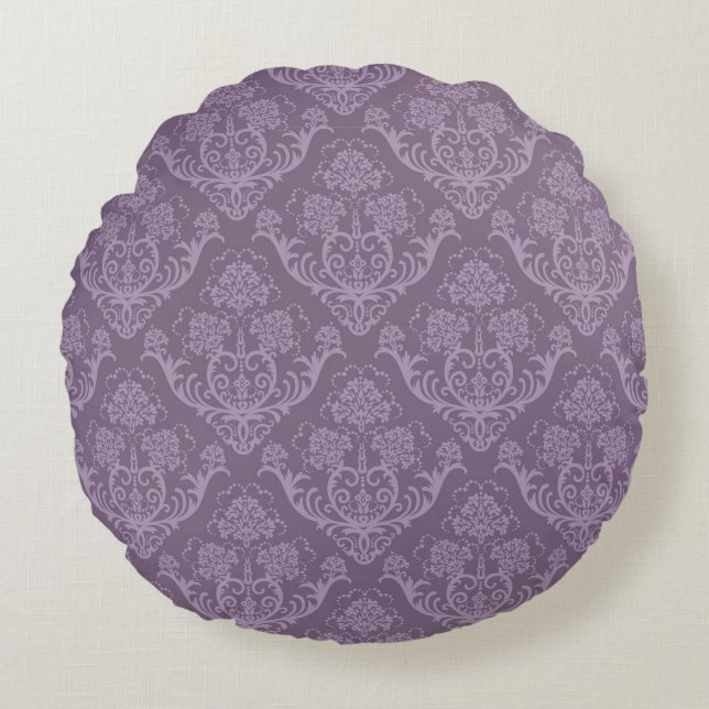 Coussins Ronds Papier peint floral pourpre (Devant)