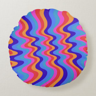 Coussins Ronds Papier peint Hippie Trippy Retro des années 1960