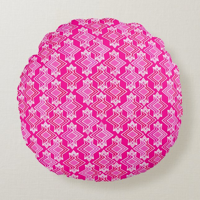 Coussins Ronds Papiers peints Art Déco, rose fuchsia (Devant)