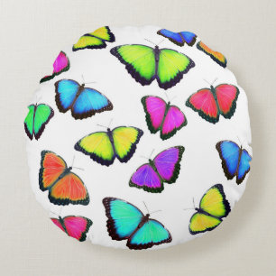 Coussins Ronds Papillon arc-en-ciel