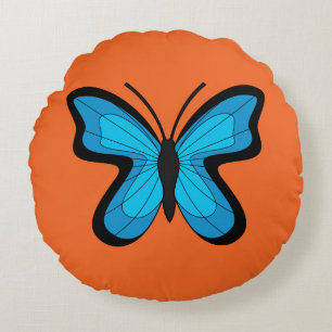 Coussins Ronds Papillon Bleu