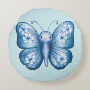 Coussins Ronds Papillon bleu