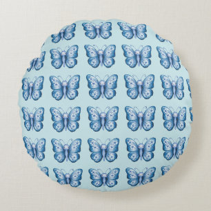 Coussins Ronds Papillon bleu