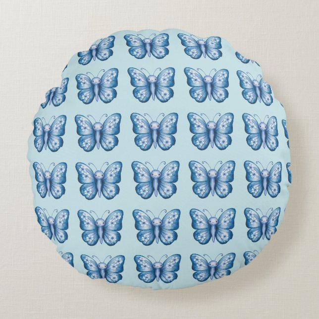 Coussins Ronds Papillon bleu (Devant)