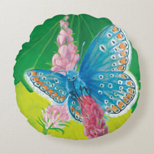 Coussins Ronds Papillon bleu de Chapmans (thersites en polyommatu