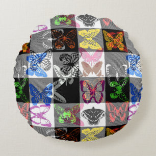 Coussins Ronds Papillon coloré carreaux tartan à carreaux motif d