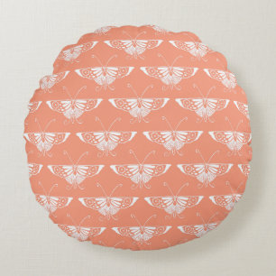 Coussins Ronds Papillon Deco stylisé - corail orange