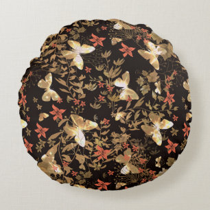 Coussins Ronds Papillon d'or