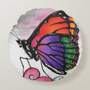 Coussins Ronds Papillon Monarque Arc-en-Ciel Original Fantastique