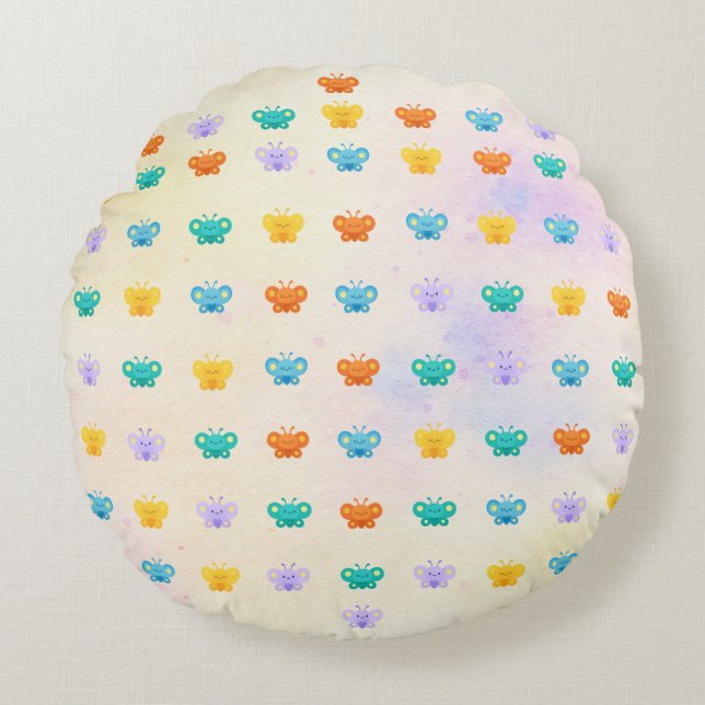 Coussins Ronds Papillon Pastel (Devant)