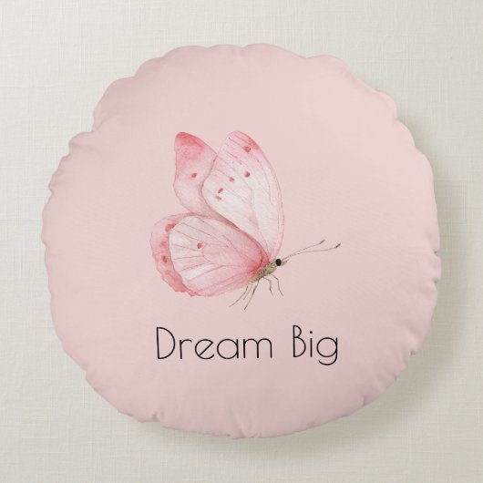 Coussins Ronds Papillon Rose Rêveur (Devant)