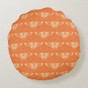 Coussins Ronds Papillon stylisé Deco - orange corail