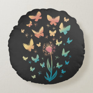 Coussins Ronds Papillon Tourbillon de Pissenlit Fantaisiste