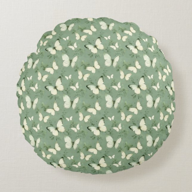 Coussins Ronds Papillon vert (Devant)