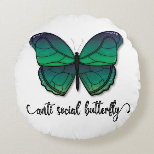 Coussins Ronds Papillon vert anti-social