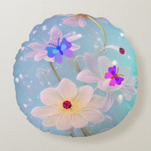 Coussins Ronds papillons et coccinelles