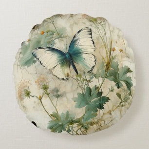 Coussins Ronds Papillons et fleurs Vintages colorés (2)