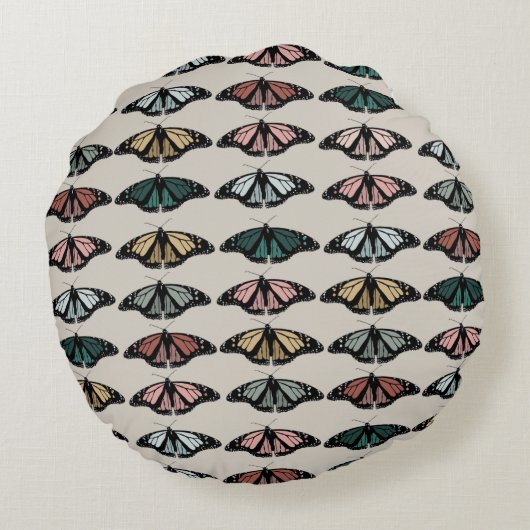 Coussins Ronds Papillons neutres modernes Motif de jardin (Dos)