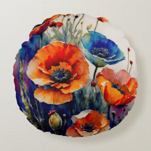 Coussins Ronds Papillons rouges et bleus