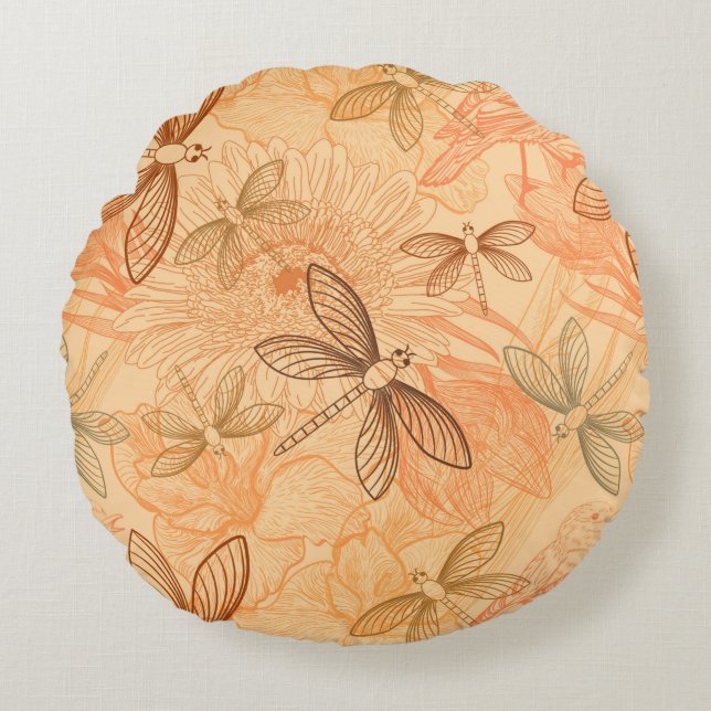 Coussins Ronds papillons vintages modernes (Devant)