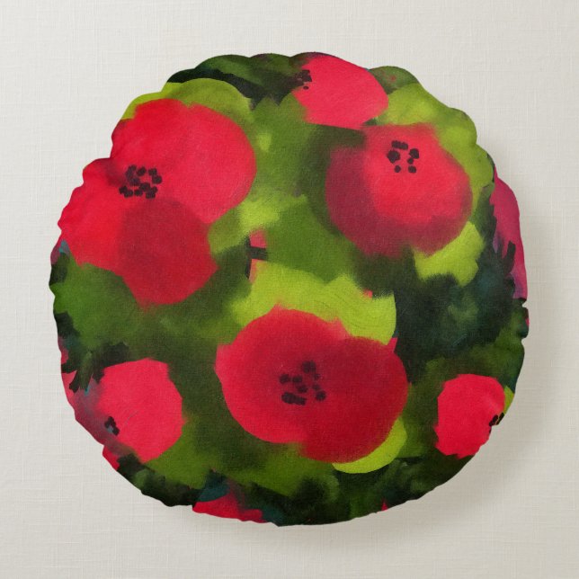 Coussins Ronds Papps peints | Art floral parfait (Devant)