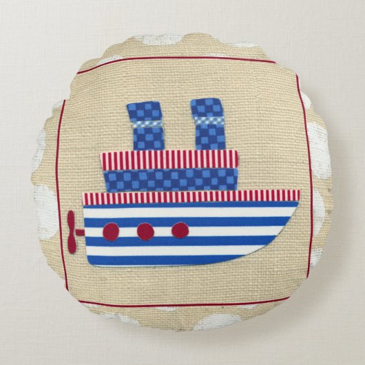 Coussins Ronds Paquebot avec le propulseur et les cheminées (Devant)