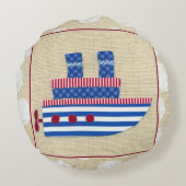 Coussins Ronds Paquebot avec le propulseur et les cheminées (Dos)