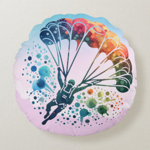 Coussins Ronds Parachutiste Aquarelle Colorée