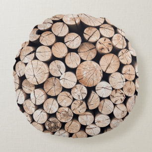 Coussins Ronds Parcelle en bois Brown