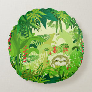 Coussins Ronds Paresseux de la jungle Peek a Boo