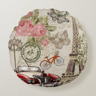 Coussins Ronds Paris Vintage : Style carte postale