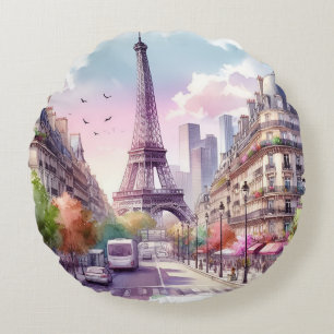 Coussins Ronds paris watercolor