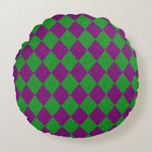 Coussins Ronds Parties scintillant de diamants violet et vert