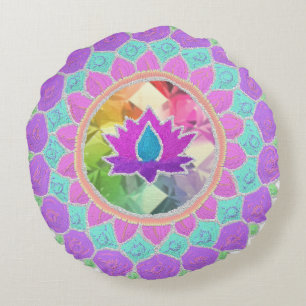 Coussins Ronds Parties scintillant de Diwali lotus rangoli