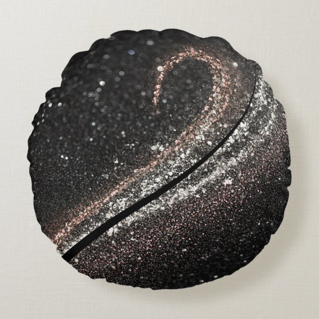 Coussins Ronds Parties scintillant moderne en verre noir (Devant)